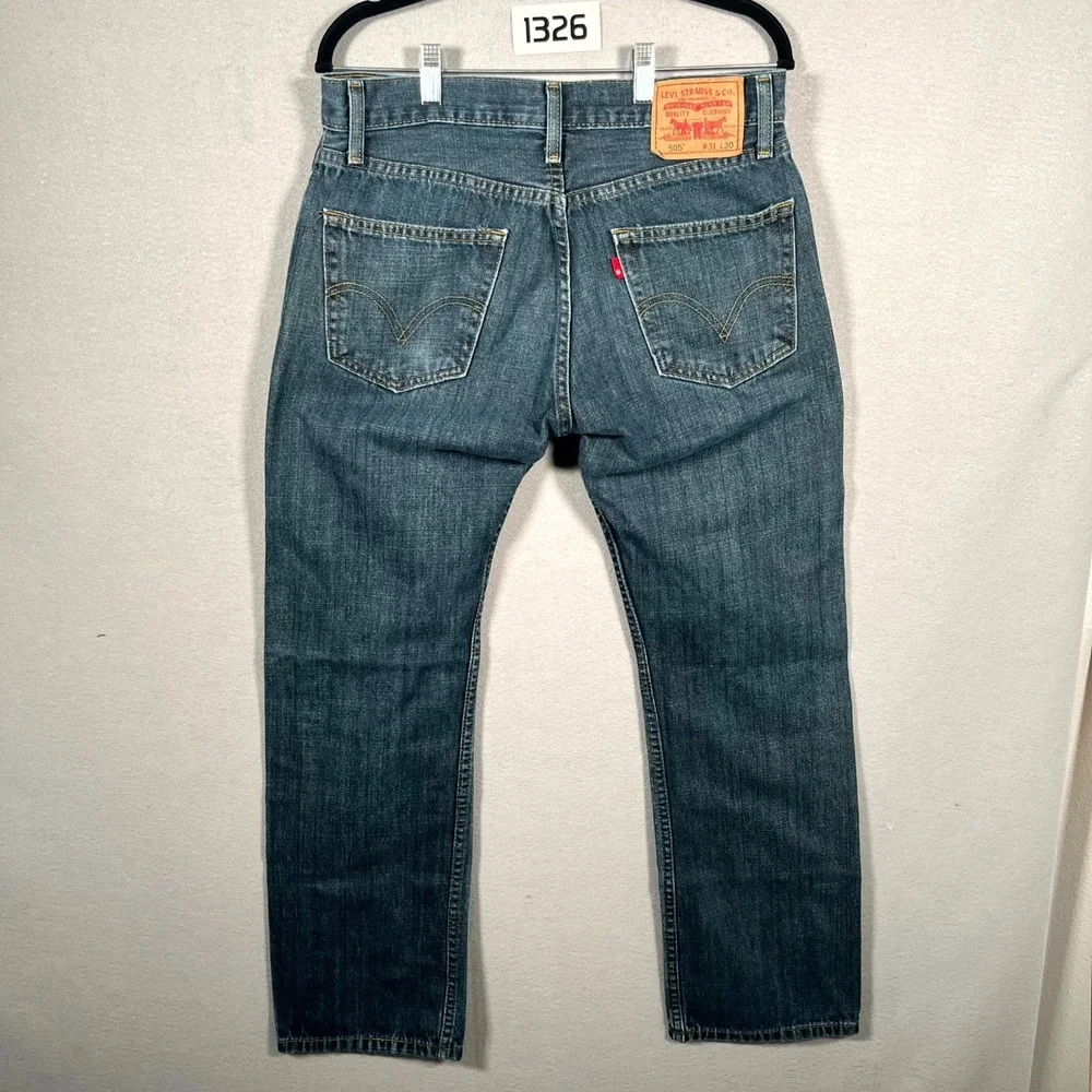 Levi's 505 Jeans Mens 3x30 Blue Denim 100% Cotton Medium‎ Wash Straight Fit